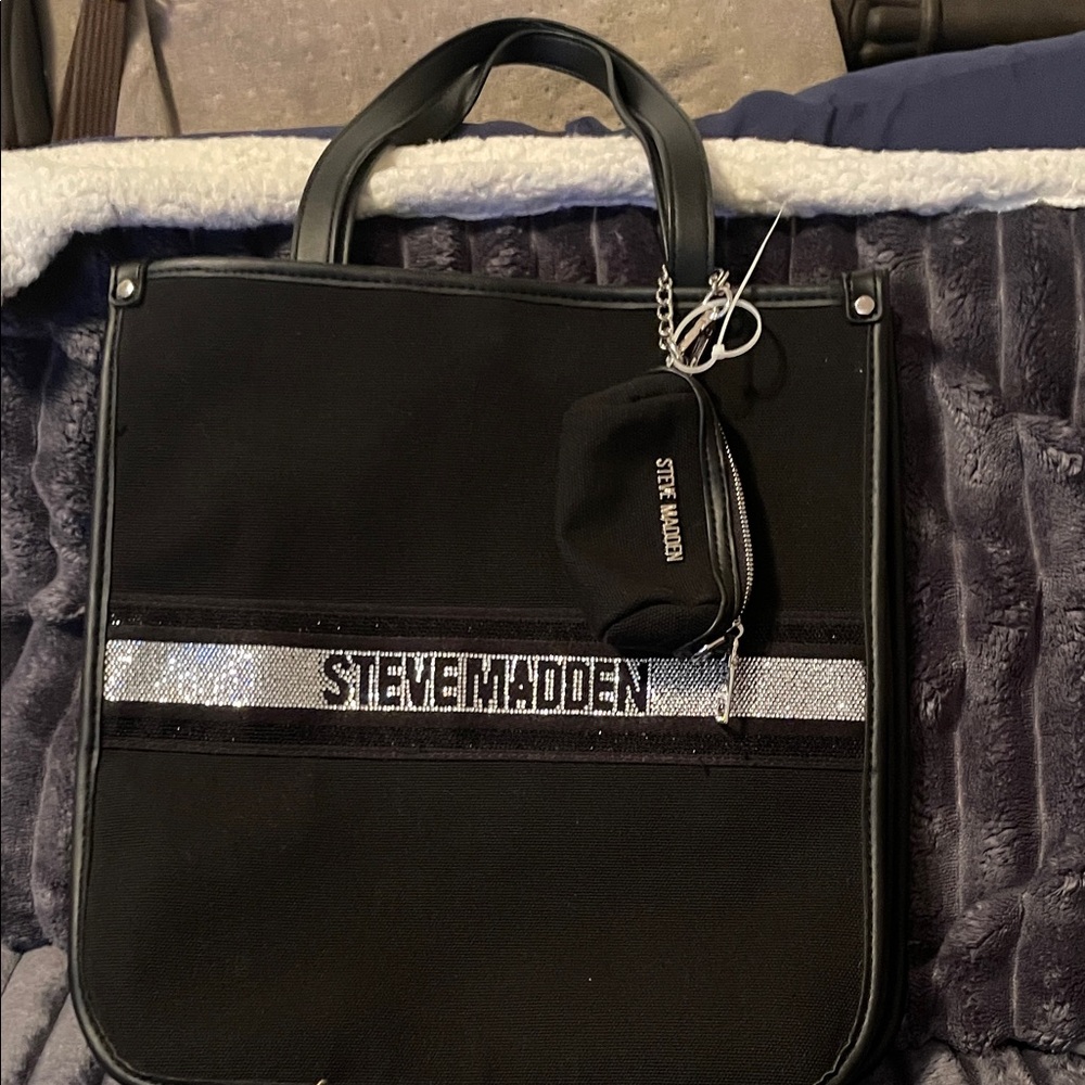 Steve Madden Black and Silver Bag